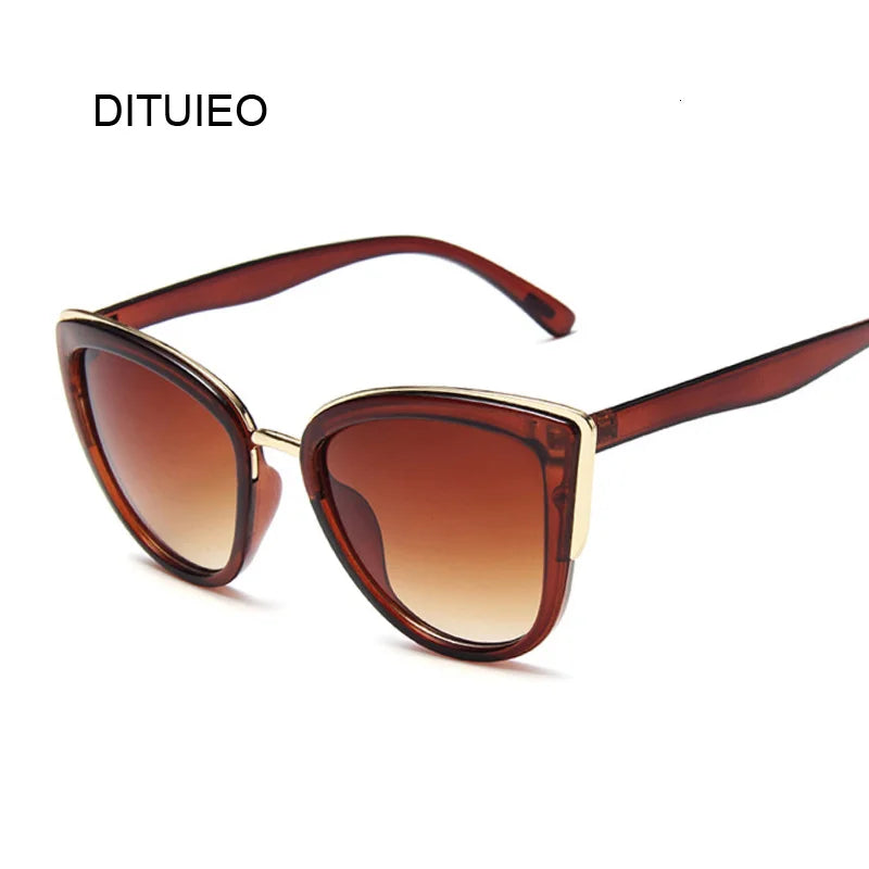 2021 Brand Vintage Cat Eye Sunglasses Woman Retro Driving Round Metal Frame Sun Glasses For Female Mirror UV400