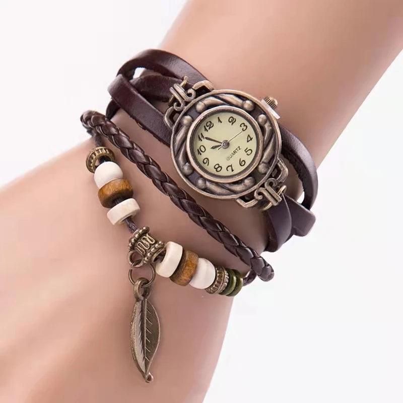 Fashion bracelet watch female students children leaf pendant quartz watch manufacturer wholesale restoring ancient ways