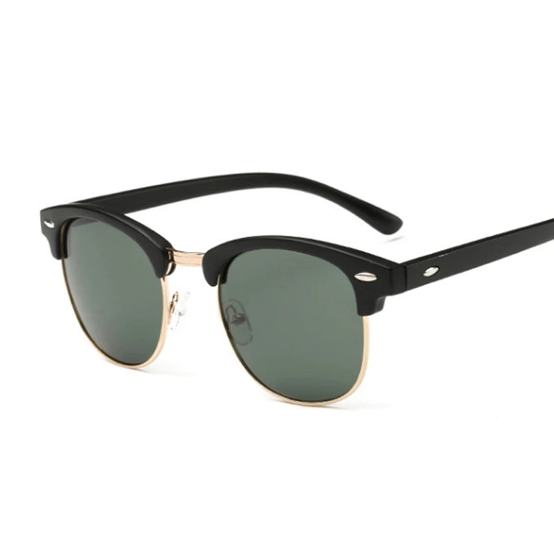 Half Frame Polarized Sunglasses Man Woman Luxury Brand Designer Sun Glasses Male Retro Rivet Mirror Eyewear Metal Gafas De Sol