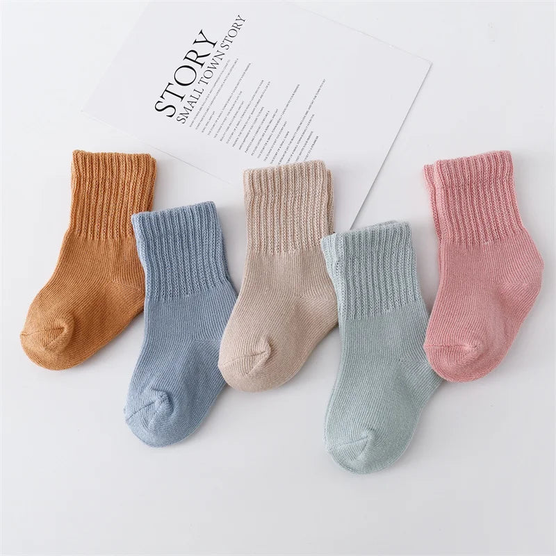 lawadka 6Pairs/set 0-12Month Newborn Baby Boy Girl Sock Cotton Solid Soft Infant Socks for Girls Boys Spring Autumn Korea Style