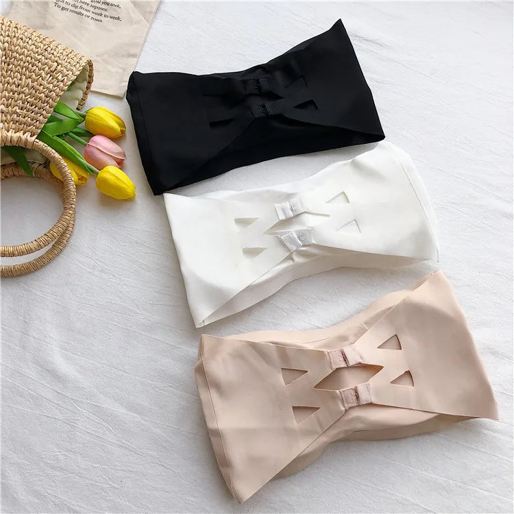 Seamless One-piece Tube Tops Women Removable Pads Intimates Basic Black/White/Skin Womens Strapless Bra Bandeau Tube Top