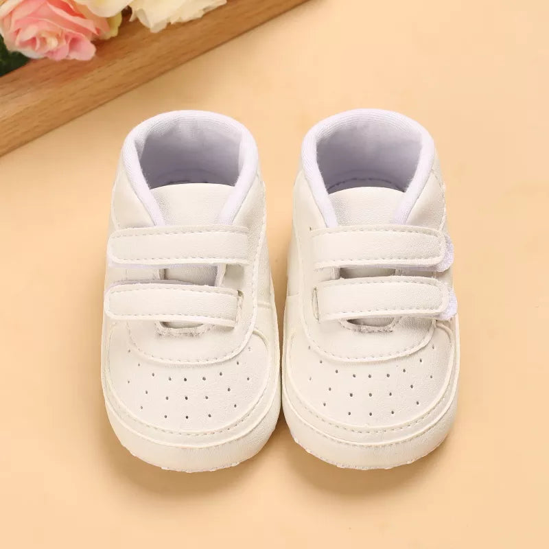 Infant Spring Shoe Newborn Infant Girls and Boys Recreational Baptism Non-Slip Walking Shoe White Soft-soled Sneaker Prewalker