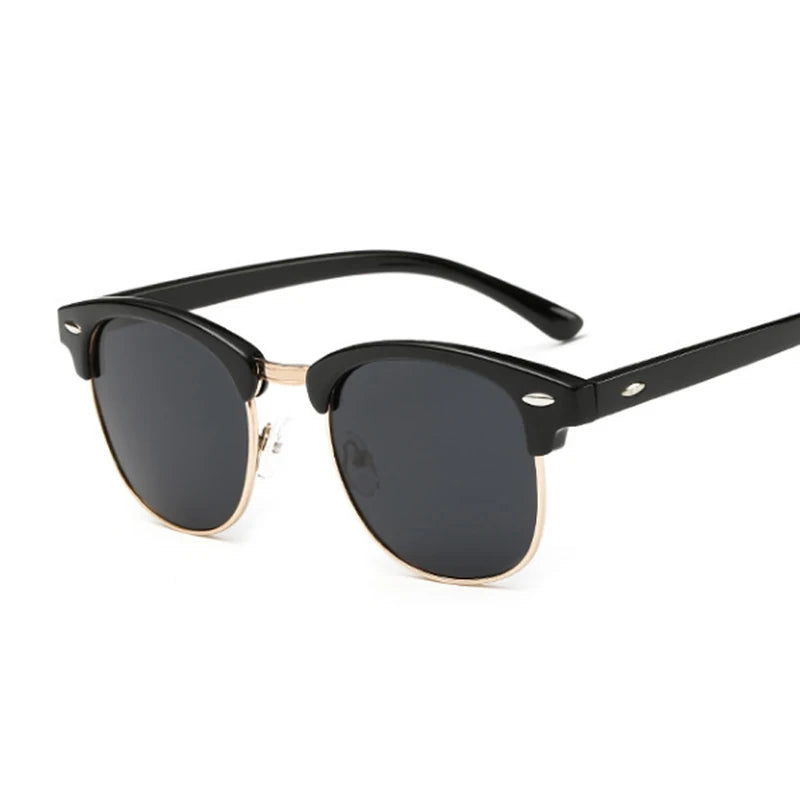 Half Frame Polarized Sunglasses Man Woman Luxury Brand Designer Sun Glasses Male Retro Rivet Mirror Eyewear Metal Gafas De Sol