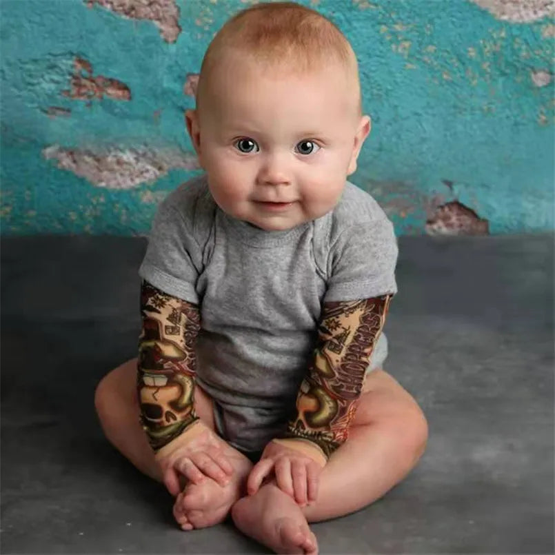 Baby Bodysuit Boys Girls Tattoo Printed Patchwork Jumpsuit Newborn Costume Casual Outfits Toddler Infant Kids Clothes Bodysuits