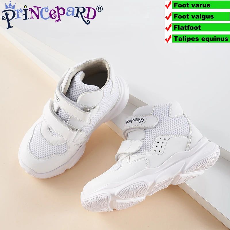 Orthopedic Shoes for Kids Princepard Child Autumn Sports Sneaker Navy White Arch Support and Corrective Insoles