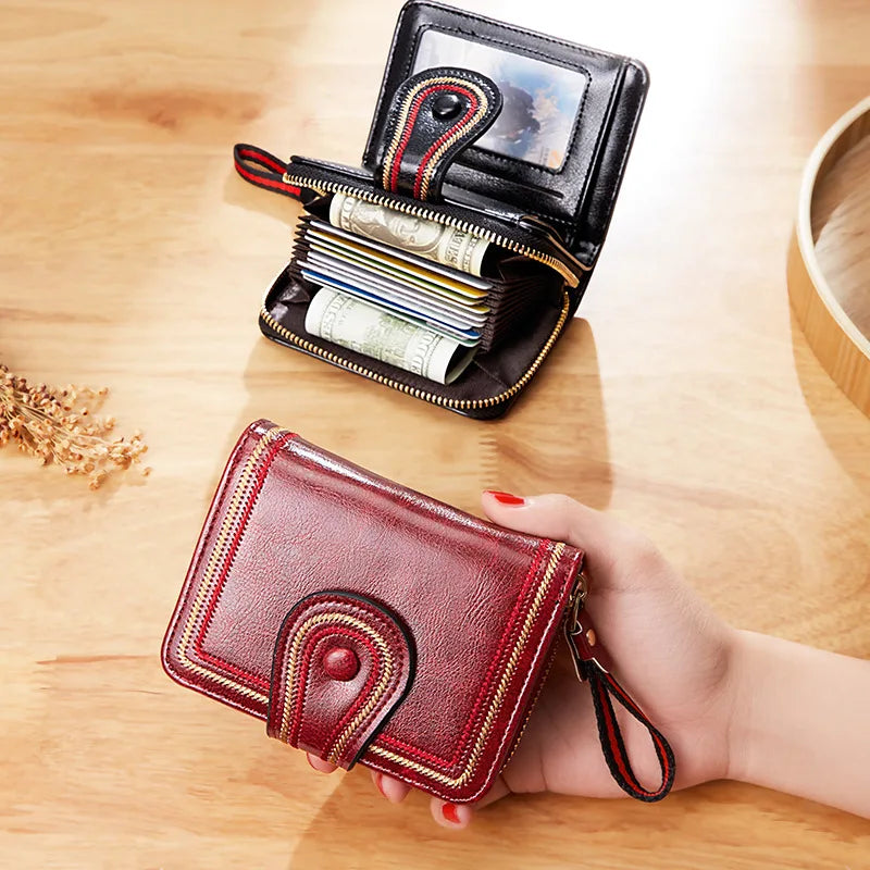 New Women Wallet cartera mujer Oil Wax Leather Hasp Wallet Female Purses portfel damski Lady Purse Clutch Bag Wallet carteira