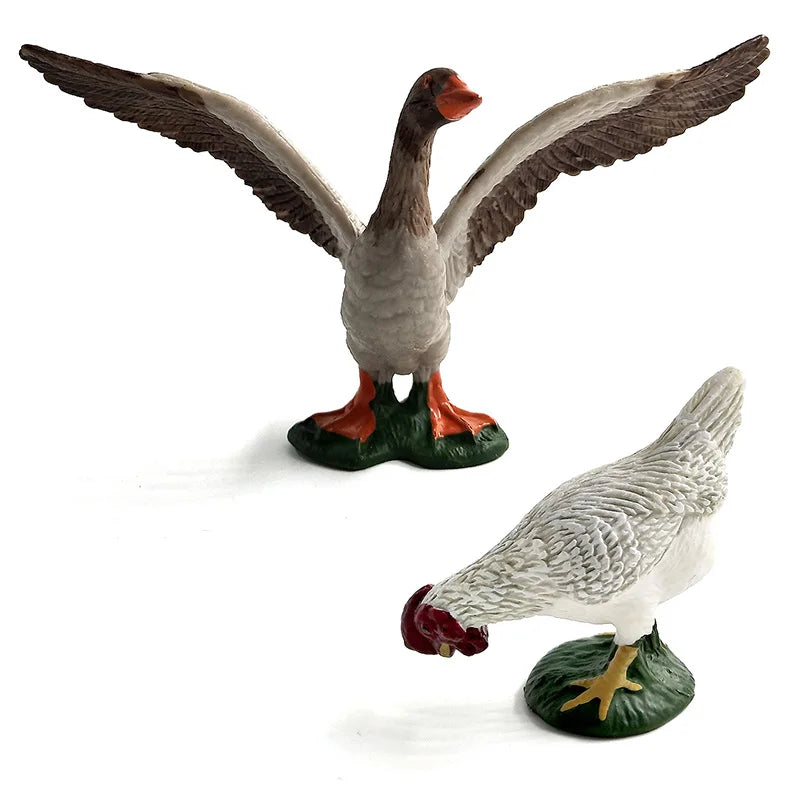 Simulation Swan Chicken Hens Duck Goose Geese Farm animal model figurines toy miniature garden home decoration accessories Decor