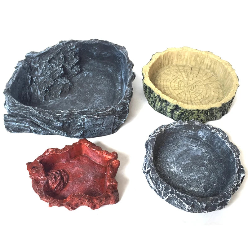 New Pet Bowls for Gecko Snakes Lizard Feeding Resin Reptile Tortoise Water Dish Food Bowl Toy Amphibians Pet Accessories