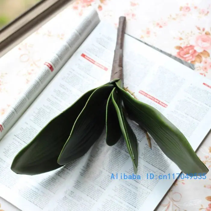1 PCS Artificial Green butterfly orchid Leaf Plastic Flower Leaf Home Wedding Party Decoration F11