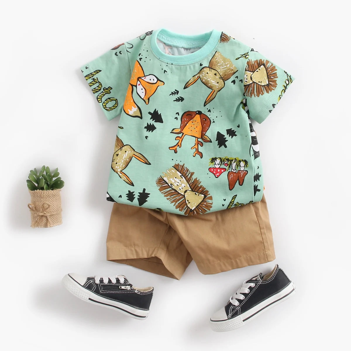 Sanlutoz Baby Boys Summer Clothing Sets Cartoon Short Sleeve Cotton Baby Outfit Sets Shirts + Shorts 2pcs