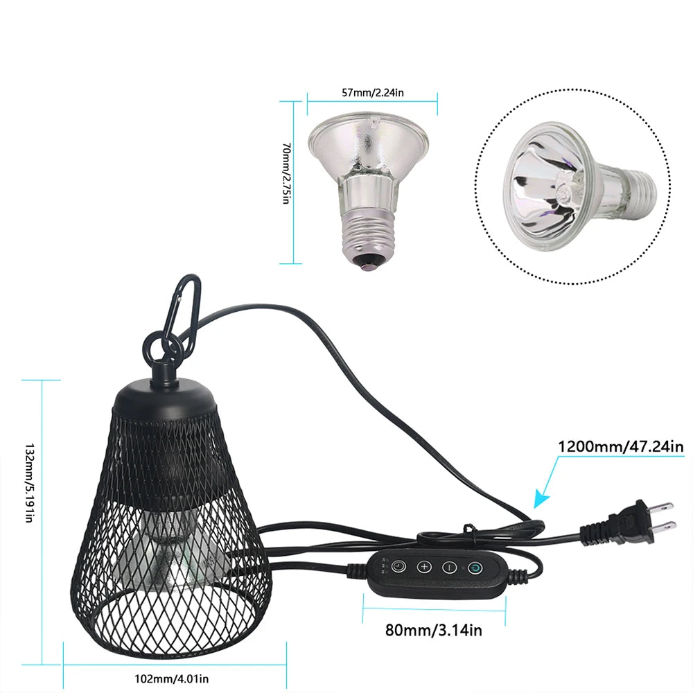 Reptile Heat Lamp Dimmable UVA UVB Reptile Bulb With Holder For Lizard Turtle Snake Amphibian Aquarium Accessories Basking Lamp
