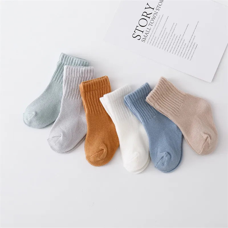 lawadka 6Pairs/set 0-12Month Newborn Baby Boy Girl Sock Cotton Solid Soft Infant Socks for Girls Boys Spring Autumn Korea Style
