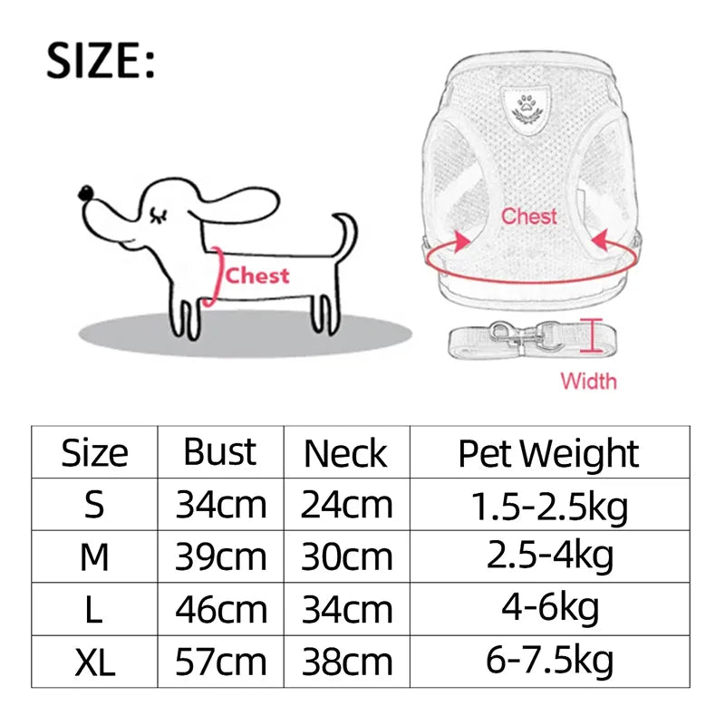 Dog Harness Walking Lead Leash For Small Dogs Collar Polyester Adjustable Mesh Puppy Cat Harness Vest For Medium Pet Accessories