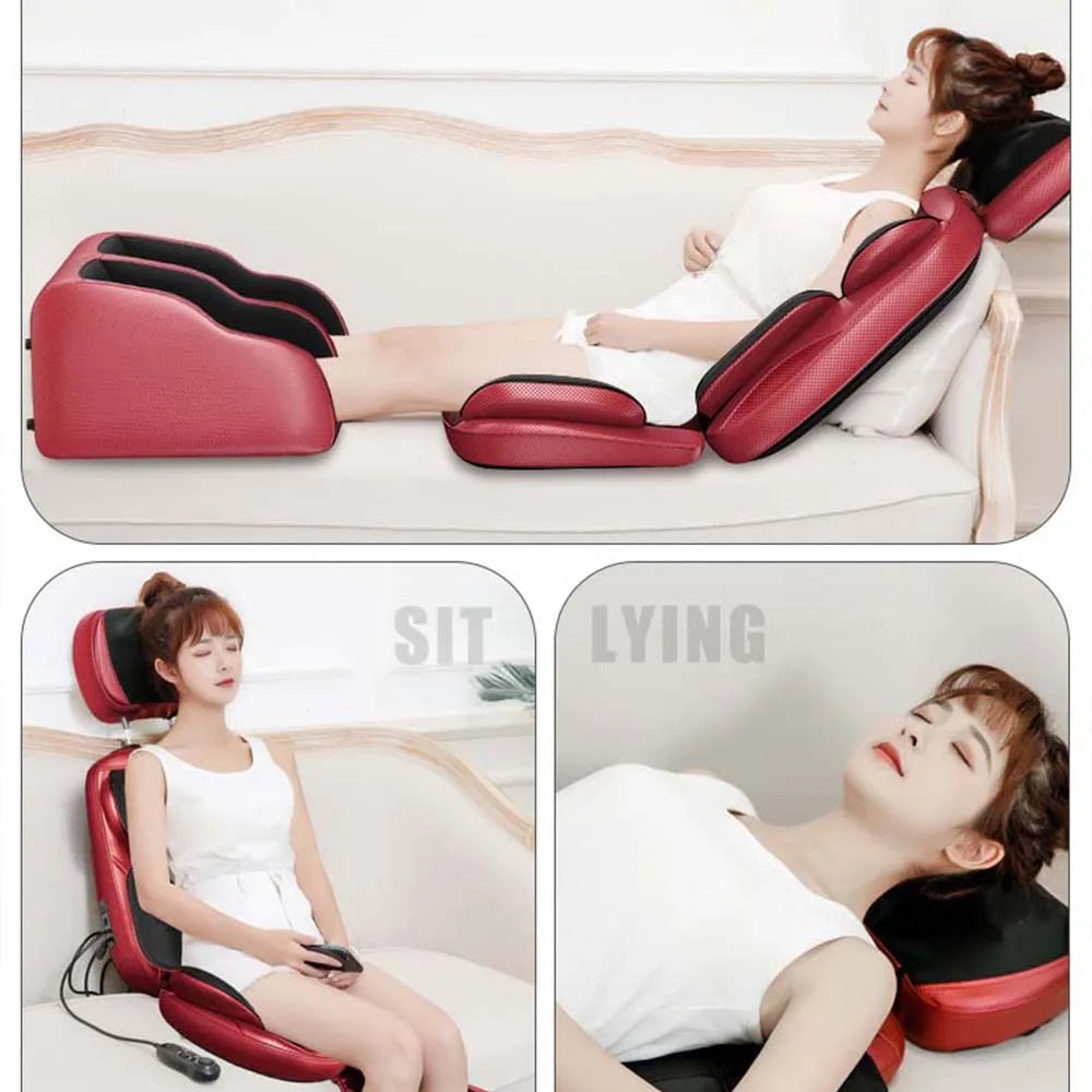 Massager Chair Pad Electric Heating Vibrating Cervical Neck Back Body Cushion Massag for Car Home Lumbar Mattress Pain Relief