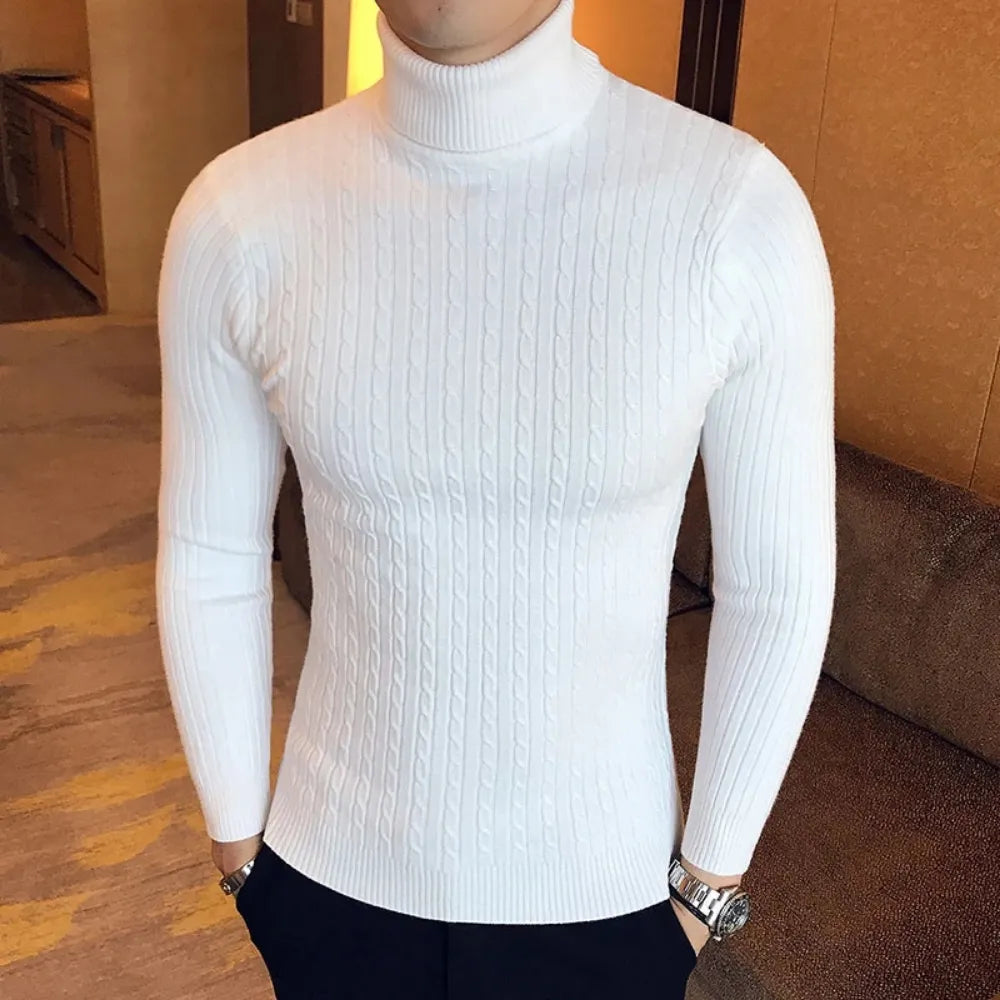 Autumn Winter Turtleneck Pullovers Warm Solid Color Men's Sweater Slim Pullover men Knitted sweater Bottoming Shirt