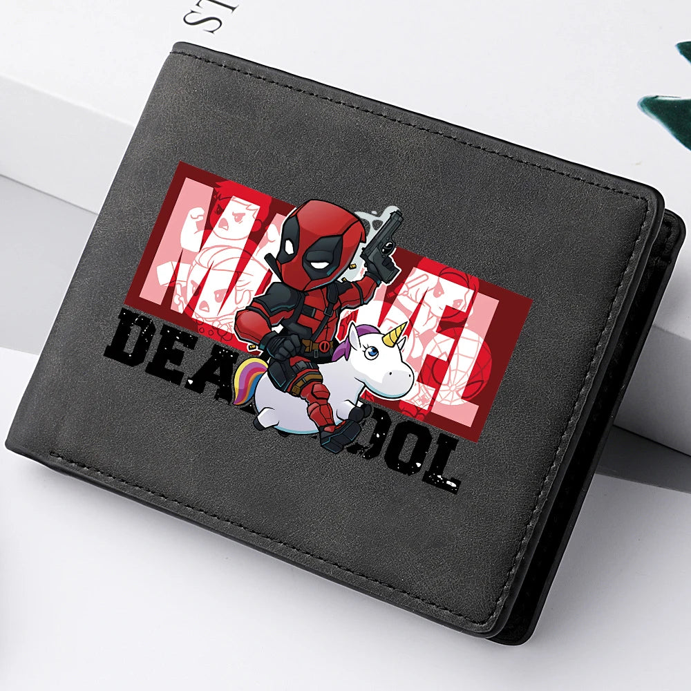 Spiderman Deadpool Avengers Men's Short Wallet Soft Leather Zipper Coin Credit ID Cards Purse Business Multifunctional Wallet