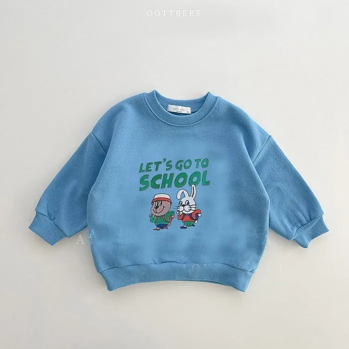 Boys Cartoon Tops Pure Color Tracksuits Babies Autumn Costume Casual Loose Long-sleeved Sets Girls Cute Printing Sweatshirts