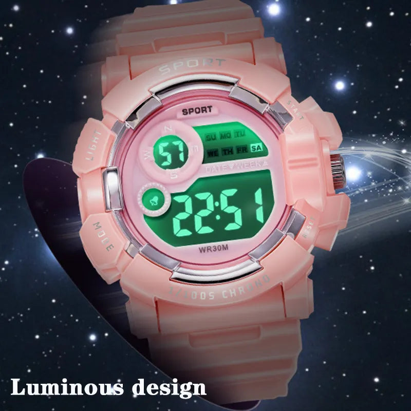 YIKAZE Kids Watches Fashion Luminous Waterproof Alarm Clock  Watches Boys and Girls Student Smart Electronic Watch Gift