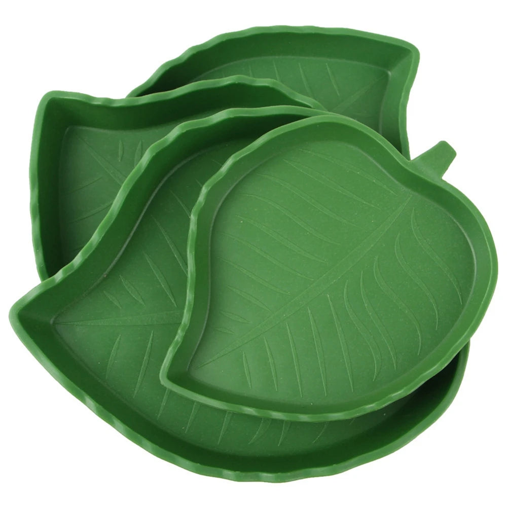Reptile Dish Food Bowl Leaf Shape Water feeder Tortoise Habitat Accessories drink Plate For Turtle Lizards Hamsters Snakes