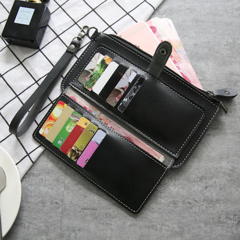 Multifunctional Fashion Women's Wallet 2022 New PU Leather Long Wallets Multi-card Position Clutch Buckle Zipper Student Wallet