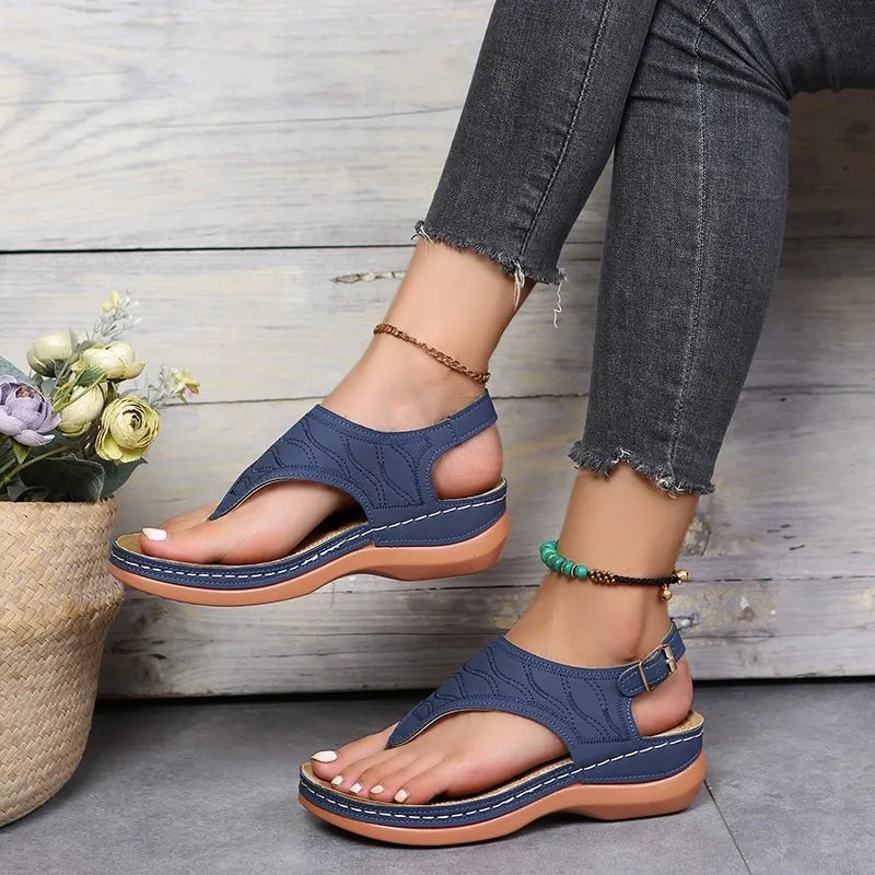2023 Summer Women Strap Sandals Women's Flat Open Toe Bottom Sandals Rome Wedge Shoes Summer Fashion Sexy Ladies Shoes