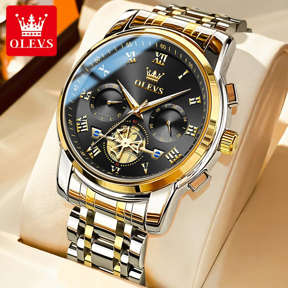 OLEVS Top Brand Men's Watches Classic Roman Scale Dial Luxury Wrist Watch for Man Original Quartz Waterproof Luminous Male reloj