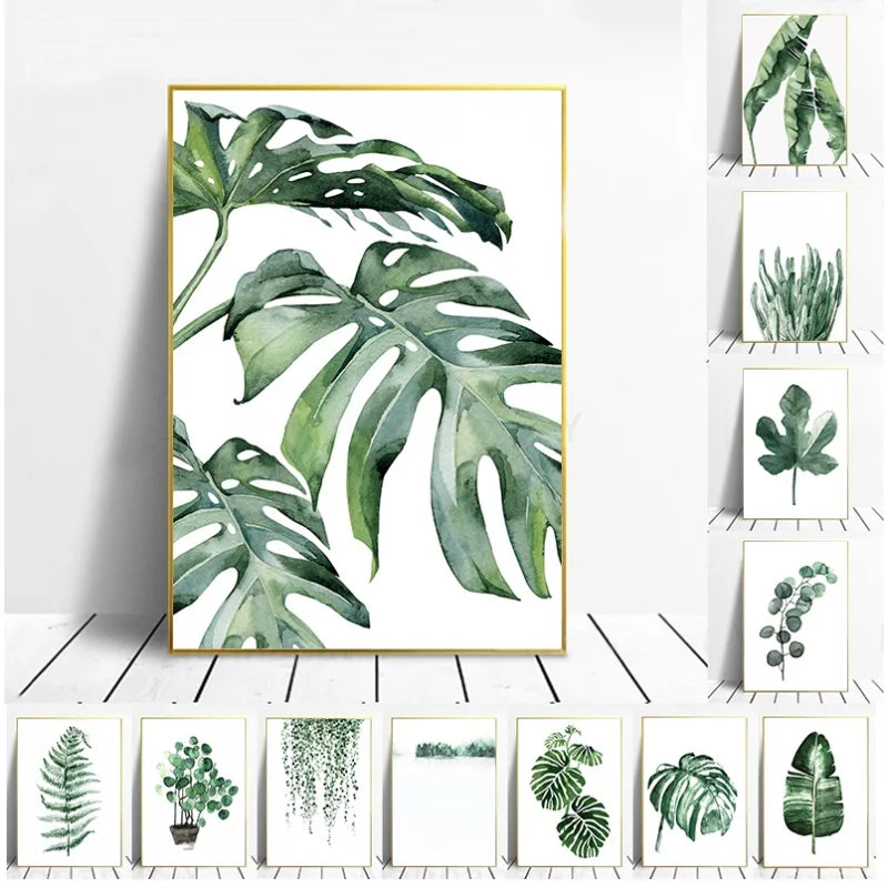 Modern Wall Art Canvas Painting Tropical Plants Palm Leaf Posters And Prints Living Room Bedroom Cafe Decoration Gifts