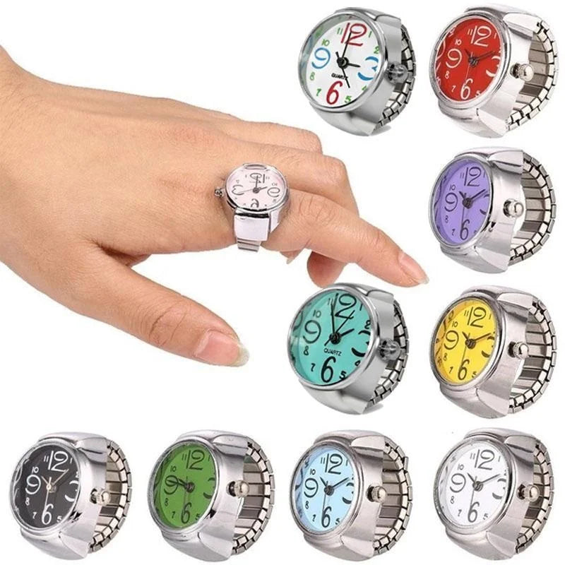 Men Women Creative Round Elastic Quartz Finger Ring Watch Fashion Couple Watch for Lovers