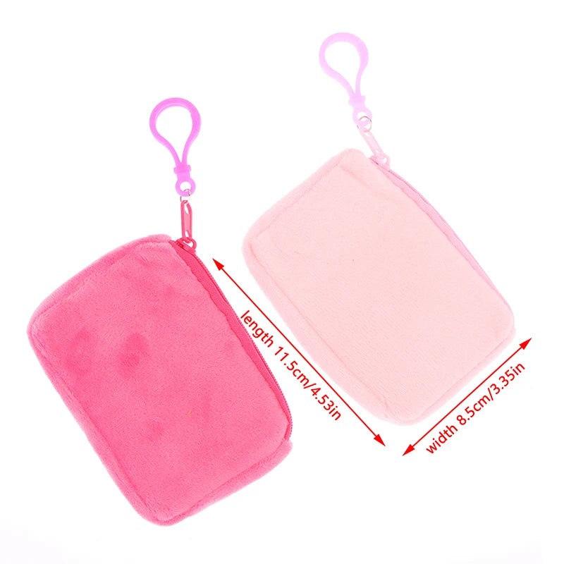 Solid Plush Coin Purse Women's Cute Wallet ID Card Bag Keychain Minimalist Coin Bag Kawaii Wallets for Women