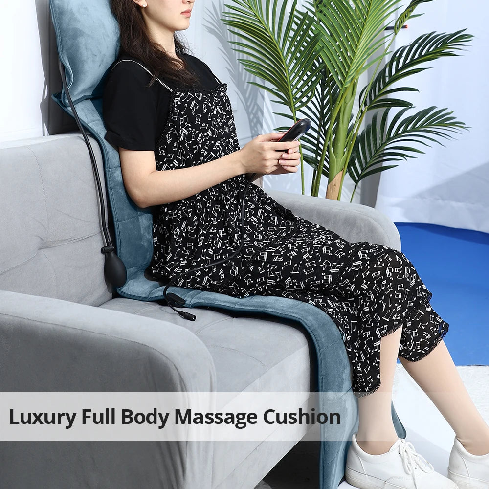 Electric Back Massage Chair Cushion Heating Vibrating Back Massager Home Office Lumbar Neck Multifunctional Mat Pad Pain Relief