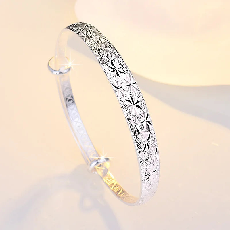 Original Romantic Gypsophila Star Bangles Silver Color for Women Bracelets Fashion Party Wedding Accessories Jewelry