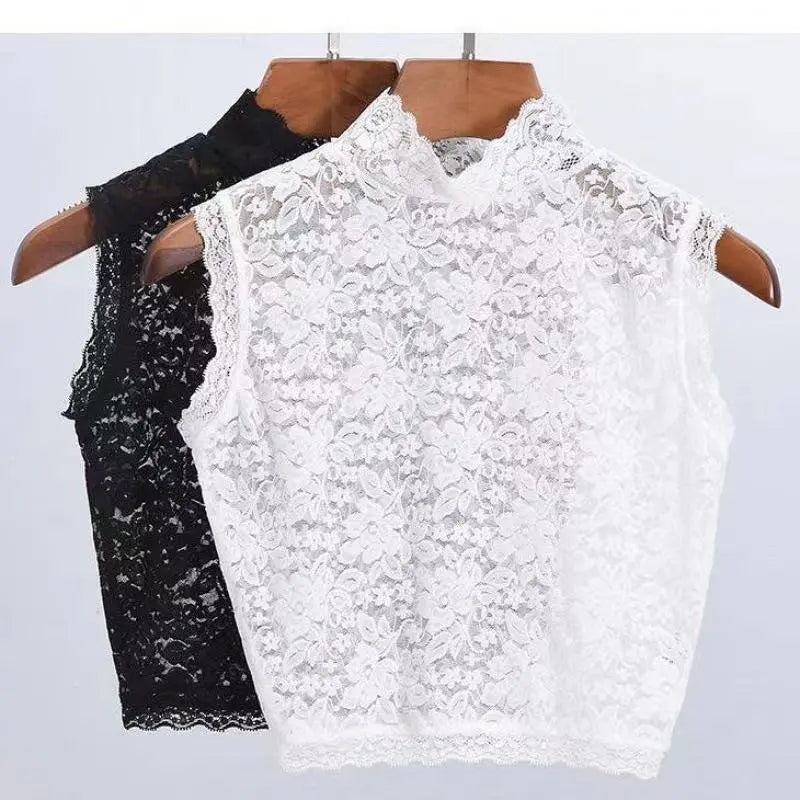All-match Lace Tank Tops Decorative Fake Collar Elegant Fashion Blouse Tops Fake Lapel Lady Women's Floral Ties Accessories NEW