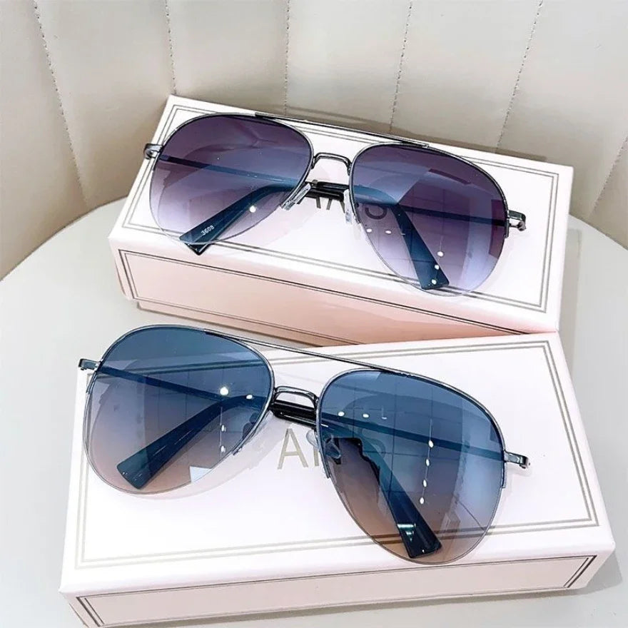 Fashion Gradient Sunglasses for Men Big Frame Pilot Sun Glasses Brand Design Anti-reflective Lunette De Soleil Homme UV400