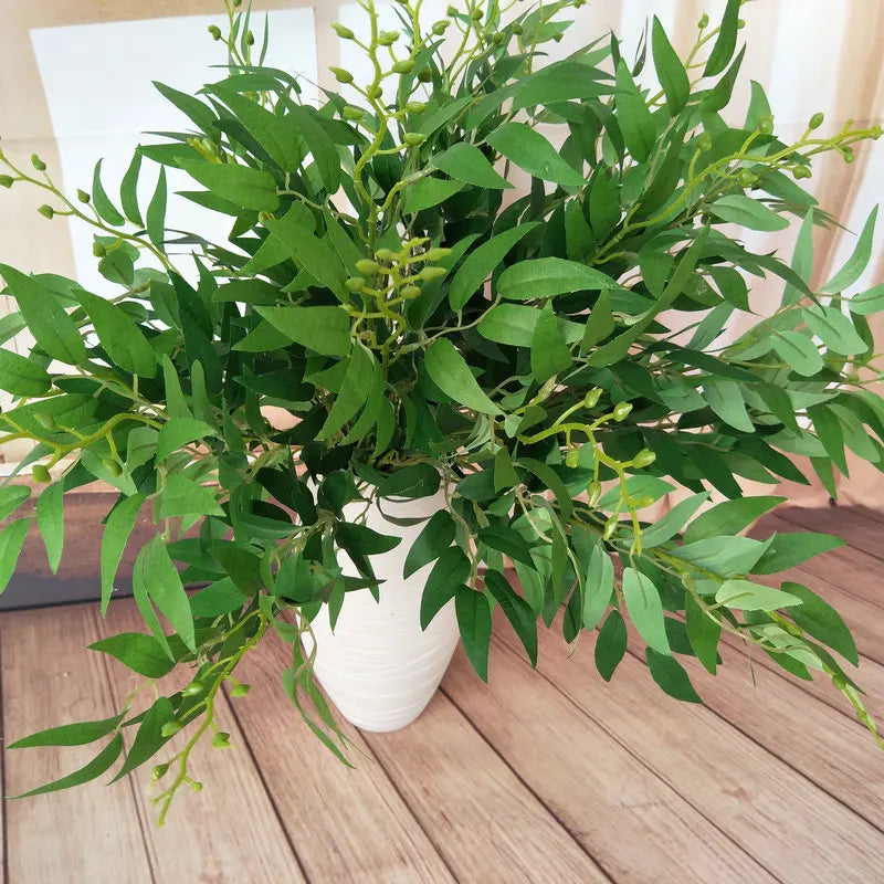 Gold Silver Artificial Plant Artificial Grass Plastic Fern Green Leaves Fake Flower Plant Wedding Home Decor Table Decoration