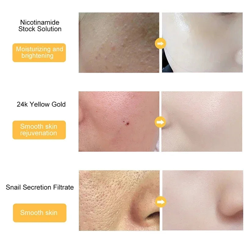24k Gold Serum Hyaluronic Acid Essence Anti-aging Fade Fine Lines Moisturizing Whitening Brighten Repair Face Serum Skin Care