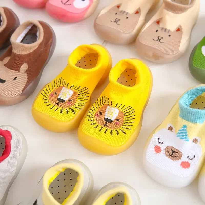 Anti-slip Baby Shoes Cartoon Children Rubber Sole First Walkers Newborn Baby Cotton Non-slip Floor Socks Infant Walking Shoes