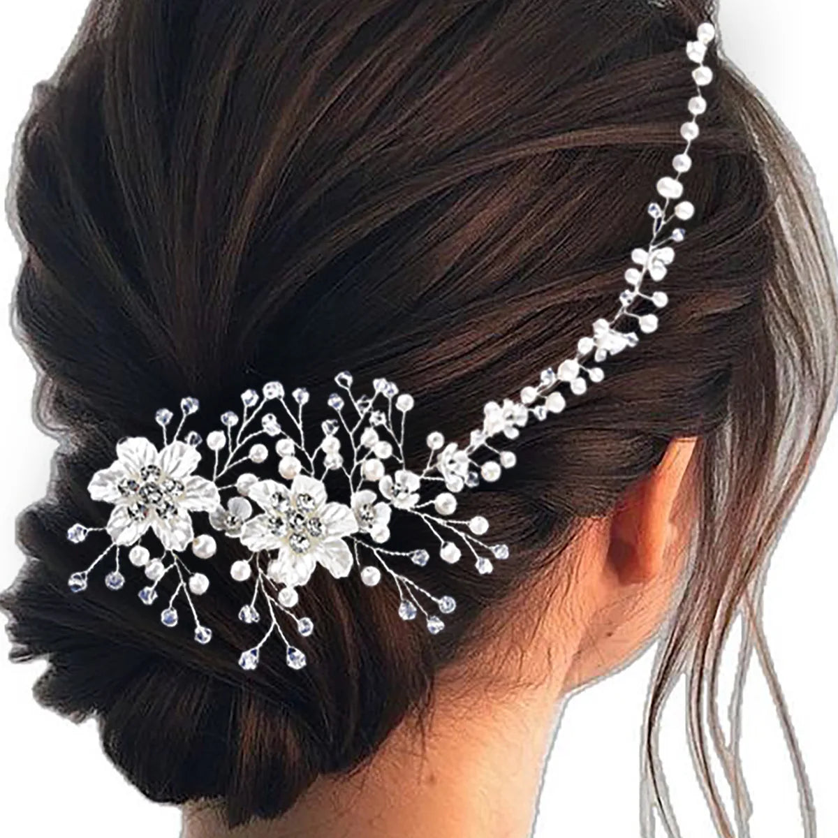 Crystal Wedding Hair Combs Miraculous Women Side Hairbands Accessories Peal Flower Bridal Headpiece Clip Bride Jewelry Gift
