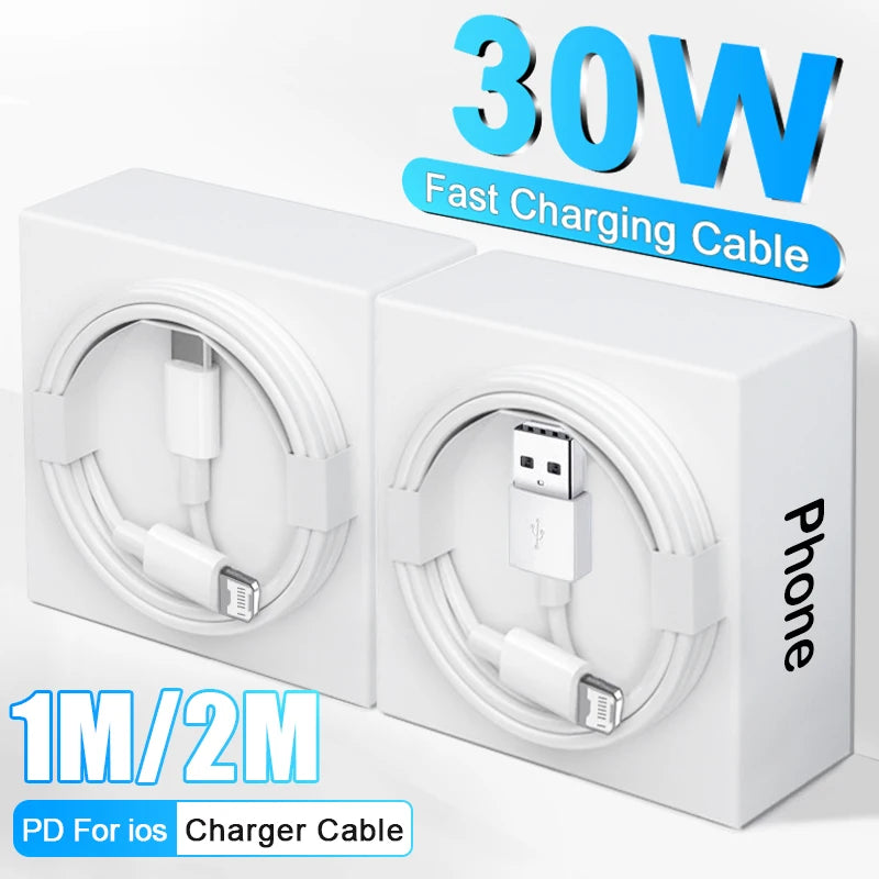 PD 30W USB Cable For Apple iPhone 14 13 12 11 Pro Max Type C Fast Charger Cable 7 8 Plus X XR XS Charging Data Line Accessories