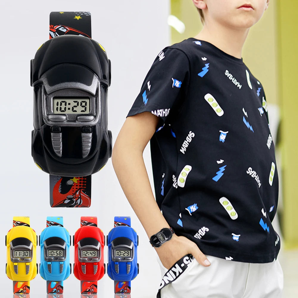 CartoonCar Children Watch Toy for Boy Baby Kids Watch Fashion Electronic Watches Innovative Car Shape Digital  Kids Watches Gift