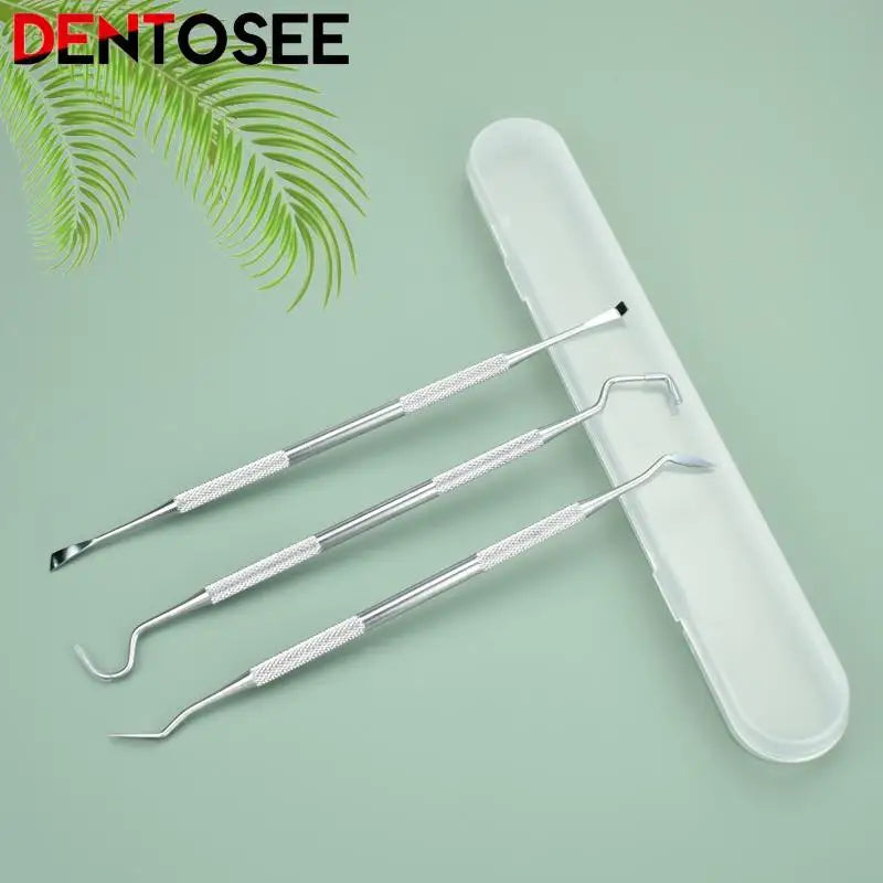 Dentist Clean Tools Dental Mirror Double Probe /sickle /hoe Tooth Cleaner Stainless Steel Dental Tool Products Oral Care Kit