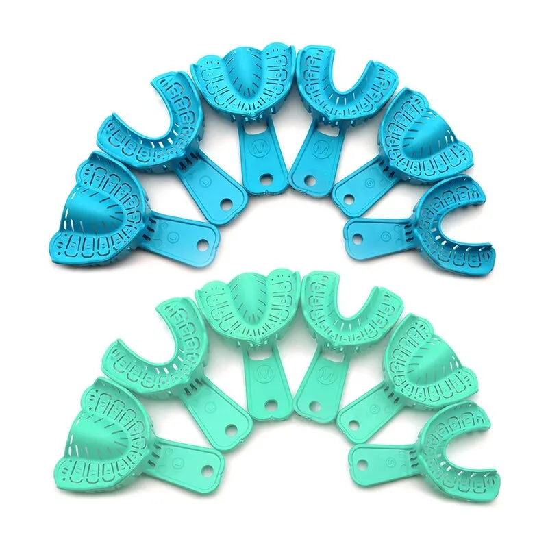 Denspay 6Pcs/Set Dental Impression Plastic Tray S/M/L Dental Implant Tray Full Mouth Removable Partial Mold Tray Easy To Fold