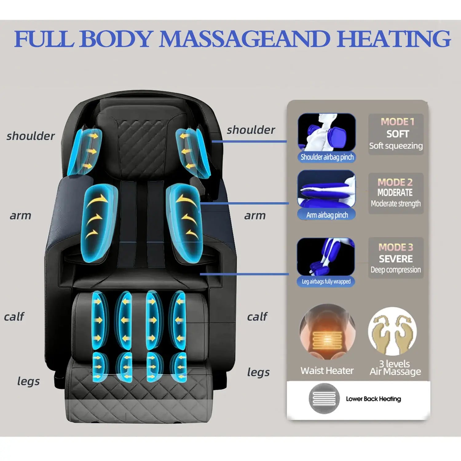 UKLife Automatic Home Full Body Airbag Heating 4D Massage Chairs Electric Zero Gravity SL-Track  Massage Sofa Office Chair