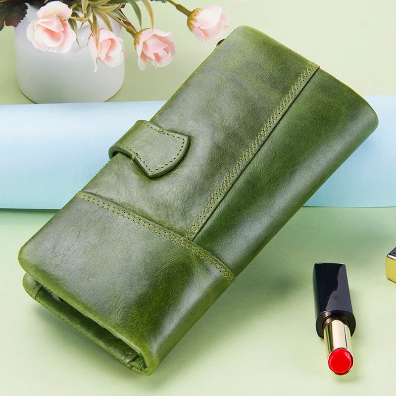 CONTACT'S Genuine Leather Wallets for Women Long Fashion Women's Purses Card Holders Female Bag Zip Coin Purses Women's Wallets