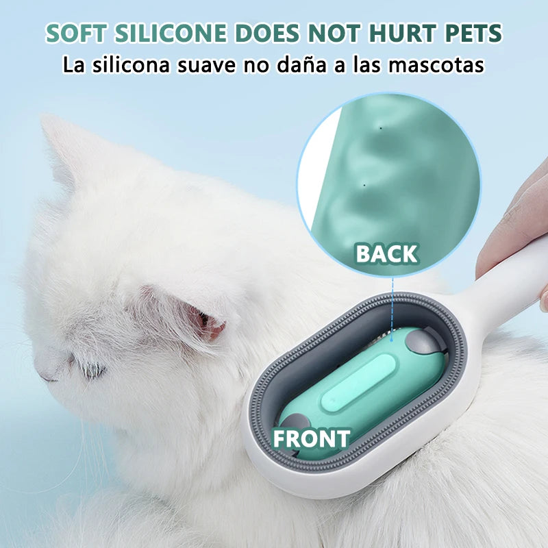 3-in-1 Cat Brush Long Hair Remover Brush for Dog Cat Silicone Pet Grooming Comb with Wipe and Water Tank Pet Product Accessories