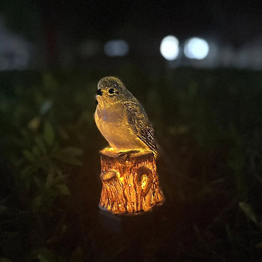 Garden Solar Light Outdoor Decor Resin Owl Solar LED Light with Stake Animal Waterproof Light for Flower Fence Lawn Decoration