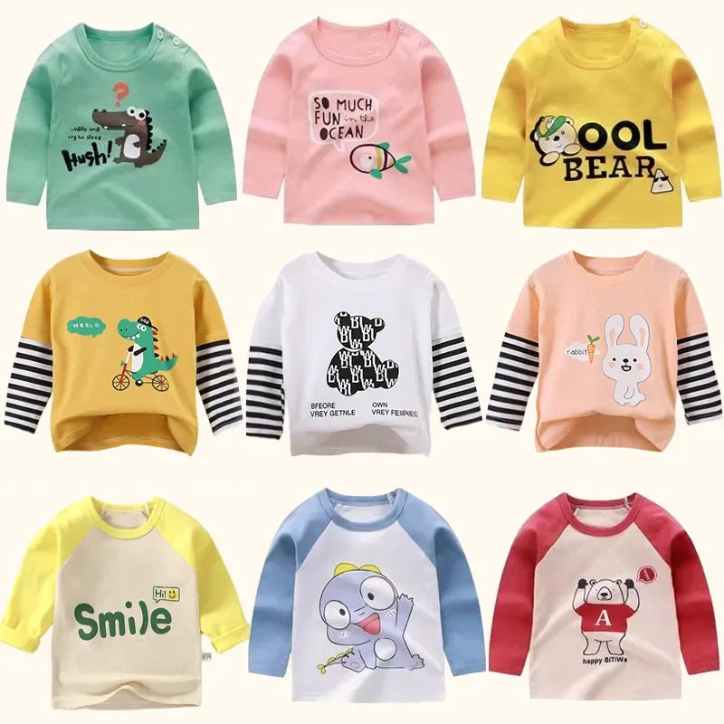 Children's Clothing Boys Girls T-Shirt kids clothes Cartoon Tops Long Sleeve Baby Clothing Autumn Winter Cotton Print Sweatshirt