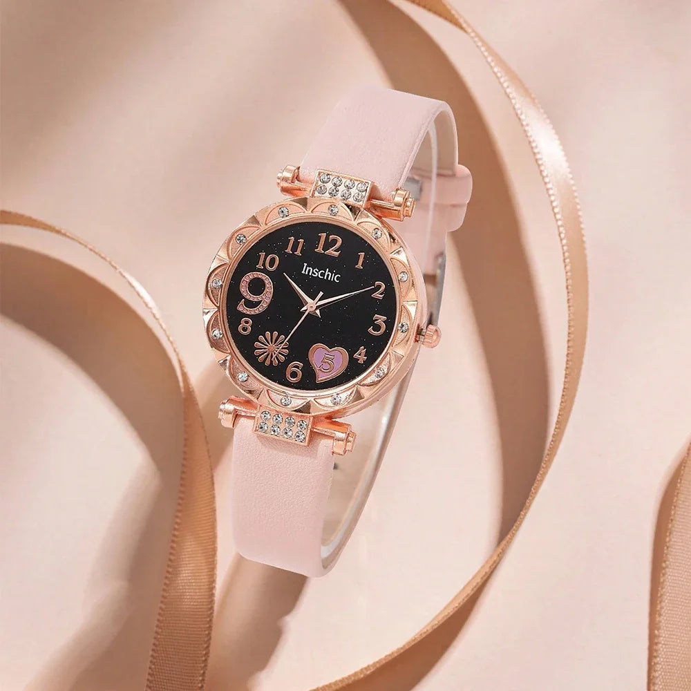 Luxury Fashion Women Watch Multi-color PU Leather Strap Ladies Quartz Wristwatch Alloy Bracelet for Ladies Gift Relógio Feminino