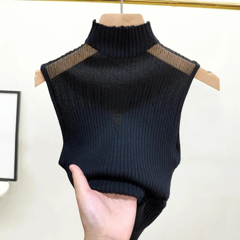 Sexy Women Slim Knitted Vests Summer Female Turtleneck Sleeveless Solid Stretch Camis Tank Tops