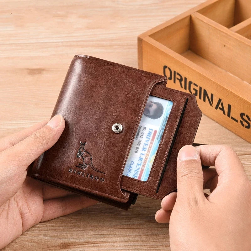 Genuine Leather Men's Wallet Luxury Short RFID Card Holder for Men Zipper Coin Purse Portable Male Wallets Billfold