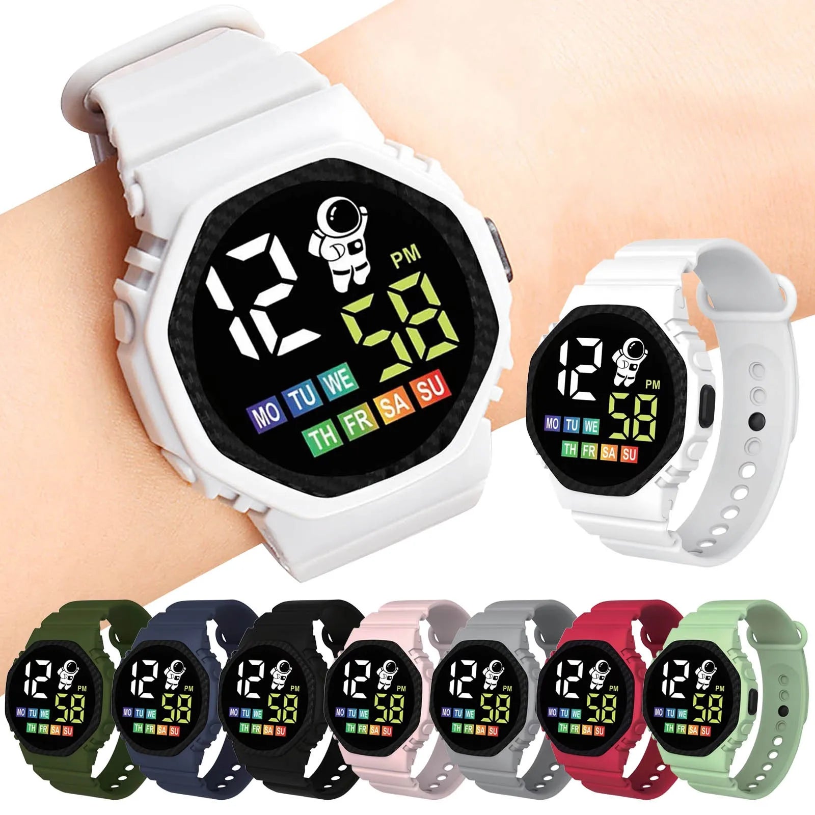 Waterproof Sports Watch For Kids Boy Girl Outdoor Silicone Strap Electronic Watches Children Students LED Digital Wristwatches